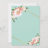 Bloemen Blush Goud Geometrische Mint Groene Bruilo Kaart (Achterkant)