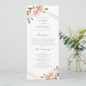 Bloemen Blush Goud Geometrische Mint Groene Bruilo Programmakaart (Staand voorkant)