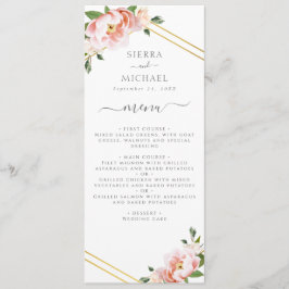 Bloemen Blush Goud Mint Groen Bruiloft Receptie Menu