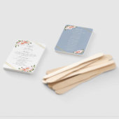 Bloemen Blush Goud Stoffig Blauw Huwelijksprogramm Handwaaier (Niet-gemonteerd)