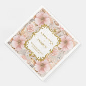 Bloemen Blush Goud Trouwpapier Servetten (Hoek)