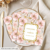 Bloemen Blush Goud Trouwpapier Servetten