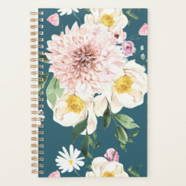 Bloemen blush groene spiraal planner