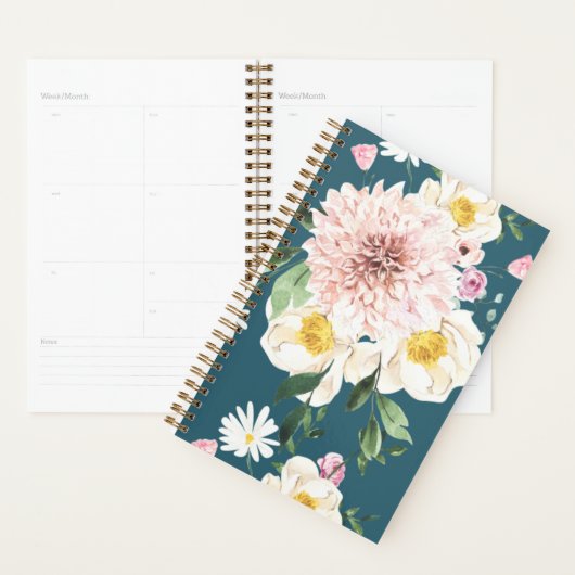 Bloemen blush groene spiraal planner (Display)