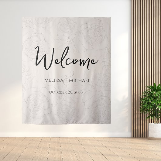 Bloemen Blush Kalligrafie Ampersand Groen Wandkleed