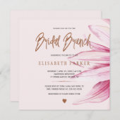 Bloemen blush koper glitter script bruids brunch kaart (Voorkant / Achterkant)