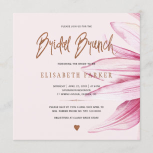 Bloemen blush koper glitter script bruids brunch kaart