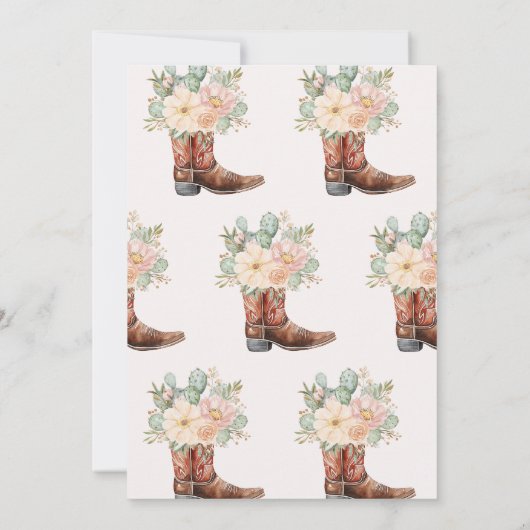 Bloemen Blush Laarzen Brunch Bubbly Vrijgezellenfe Kaart (Achterkant)