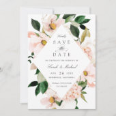 Bloemen Blush Magnolia Hydrangea Elegant Opslaan D Kaart (Voorkant)