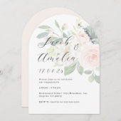 Bloemen Blush Modern Arch Engagement Party Kaart (Voorkant / Achterkant)