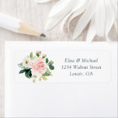 Bloemen Blush Navy Elegant bruiloft adres Etiket (Insitu)