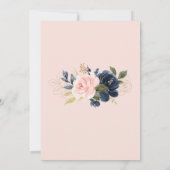 Bloemen Blush Navy Elegant repetitie diner Kaart (Achterkant)