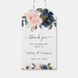 Bloemen Blush Navy Romantisch Goud Cadeaulabel