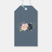 Bloemen Blush Navy Romantisch Goud Cadeaulabel (Achterkant)