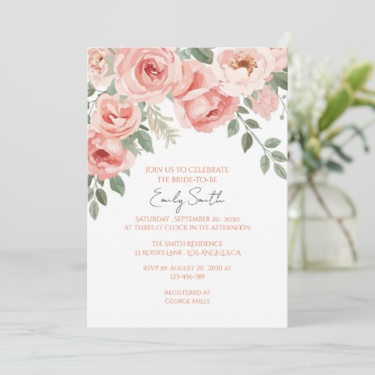 Bloemen Blush & Pastel Garden Vrijgezellenfeest Kaart (Staand voorkant)