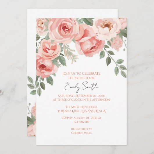 Bloemen Blush & Pastel Garden Vrijgezellenfeest Kaart (Voorkant / Achterkant)