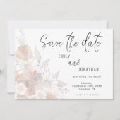 Bloemen Blush Perzik Grijze bruiloft Bewaar de dat Save The Date (Voorkant)