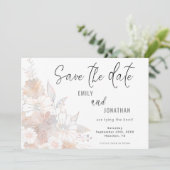 Bloemen Blush Perzik Grijze bruiloft Bewaar de dat Save The Date (Staand voorkant)