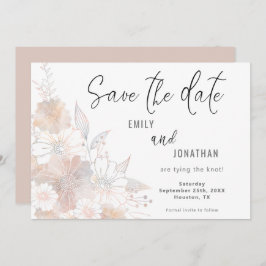Bloemen Blush Perzik Grijze bruiloft Bewaar de dat Save The Date