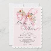 Bloemen Blush Pink Bow Baby in Bloom Baby shower Kaart (Voorkant)
