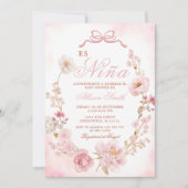 Bloemen Blush Pink Es Nina Spaans Baby shower Kaart (Voorkant)