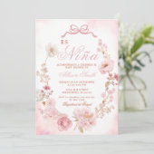 Bloemen Blush Pink Es Nina Spaans Baby shower Kaart (Staand voorkant)