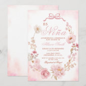 Bloemen Blush Pink Es Nina Spaans Baby shower Kaart (Voorkant / Achterkant)