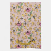 Bloemen Blush Pink Queen Bee & Honingraat Theedoek (Verticaal)