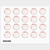 Bloemen blush roze baby shower dank u ronde sticker (Vel)