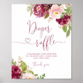 Bloemen blush roze bordeaux luier loterij Poster (Voorkant)