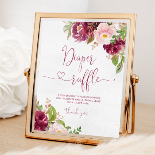 Bloemen blush roze bordeaux luier loterij Poster