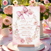 Bloemen Blush Roze Bow Baby shower Uitnodiging