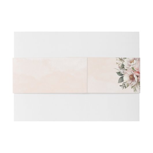Bloemen Blush Roze Bruiloft Uitnodiging Belly Band Uitnodigingen Wikkel (Achterkant Voorbeeld)