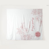 Bloemen Blush Roze Chinees Bruiloft Achtergrond Wandkleed (Voorkant (horizontaal))