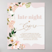 Bloemen blush roze elegante late nacht luiers poster (Voorkant)