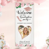 Bloemen Blush Roze en Wit Afstuderen Welkom Spandoek
