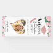 Bloemen Blush Roze en Wit Afstuderen Welkom Spandoek (Horizontaal)