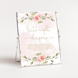 Bloemen blush roze eucalyptus Late nacht luiers Poster