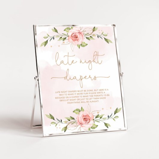 Bloemen blush roze eucalyptus Late nacht luiers Poster