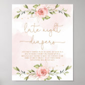 Bloemen blush roze eucalyptus Late nacht luiers Poster (Voorkant)
