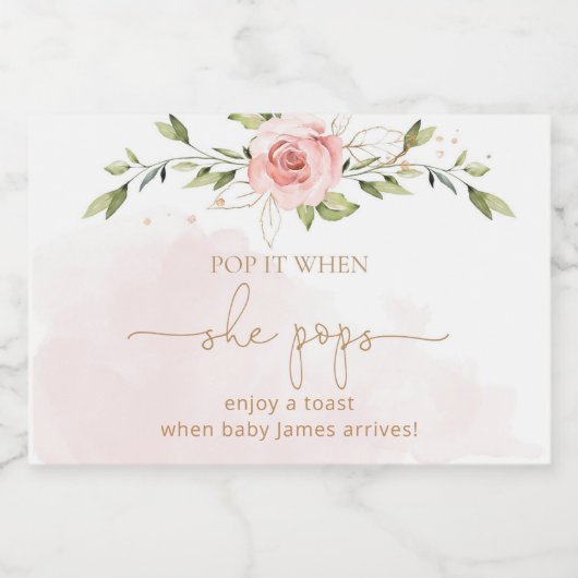 Bloemen blush roze eucalyptus pop het als ze poppe sparkling wijnetiket (Enkel label)