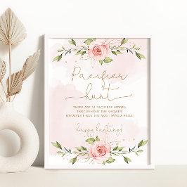Bloemen blush roze Fopspeen jacht spel Poster