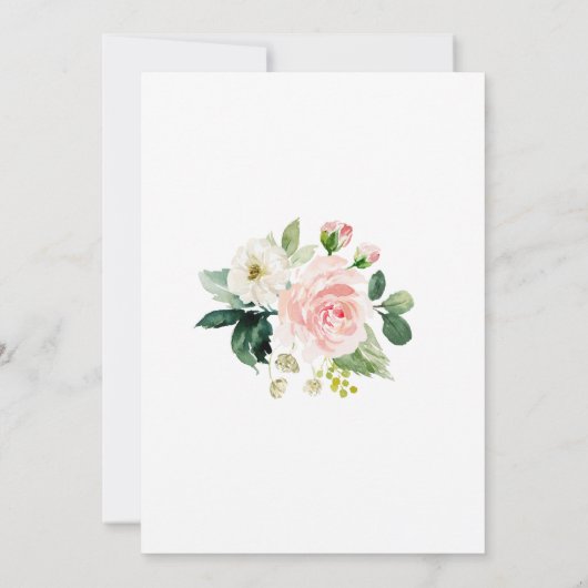 Bloemen Blush Roze Goud Doop Uitnodiging voor Meis (Achterkant)