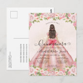 Bloemen Blush Roze Goud Glam Prinses Quinceanera Briefkaart (Voorkant / Achterkant)