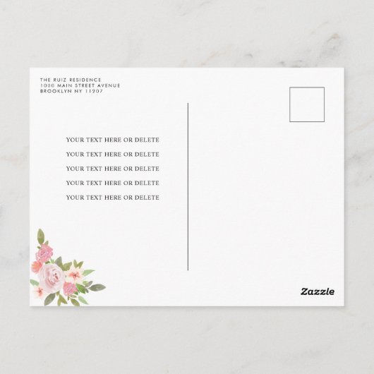 Bloemen Blush Roze Goud Glam Prinses Quinceanera Briefkaart (Achterkant)