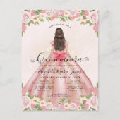 Bloemen Blush Roze Goud Glam Prinses Quinceanera Briefkaart (Voorkant)