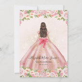 Bloemen Blush Roze Goud Glam Prinses Quinceanera Kaart (Achterkant)