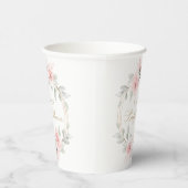 Bloemen Blush Roze Goud Groen Baby shower Papieren Bekers (Rechts)