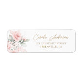 Bloemen Blush Roze Goud Groen Retouradres Etiket (Voorkant)