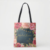 Bloemen blush roze goud marine meid op eer tote bag (Voorkant)